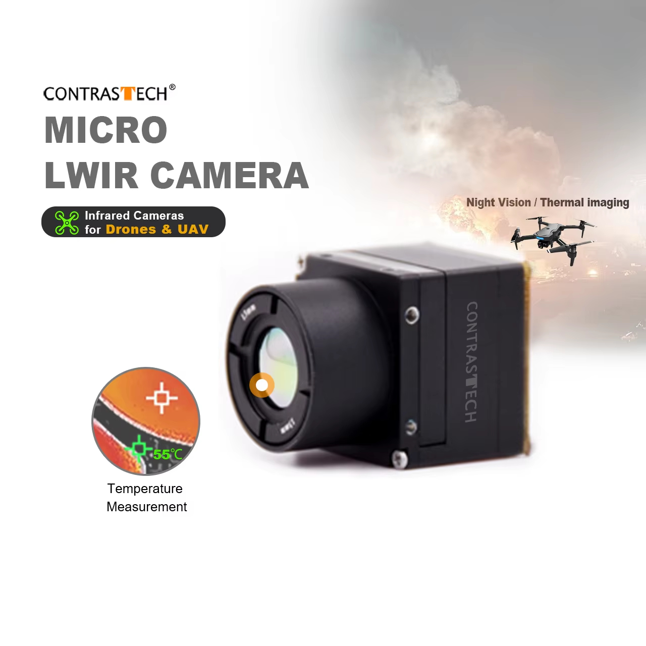 Thermal Imager Drone Gimbal - 640x512 LWIR Shutterless Radiometrische Wärmebildkern 1-4x